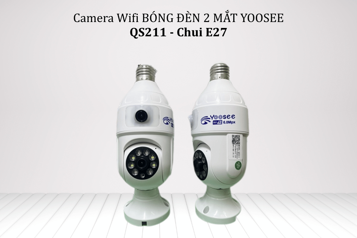 Camera Wifi BÓNG ĐÈN 2 MẮT YOOSEE QS211 - lắp trực tiếp vào chui E27 có sẵn ở nhà, có màu ban đêm-4