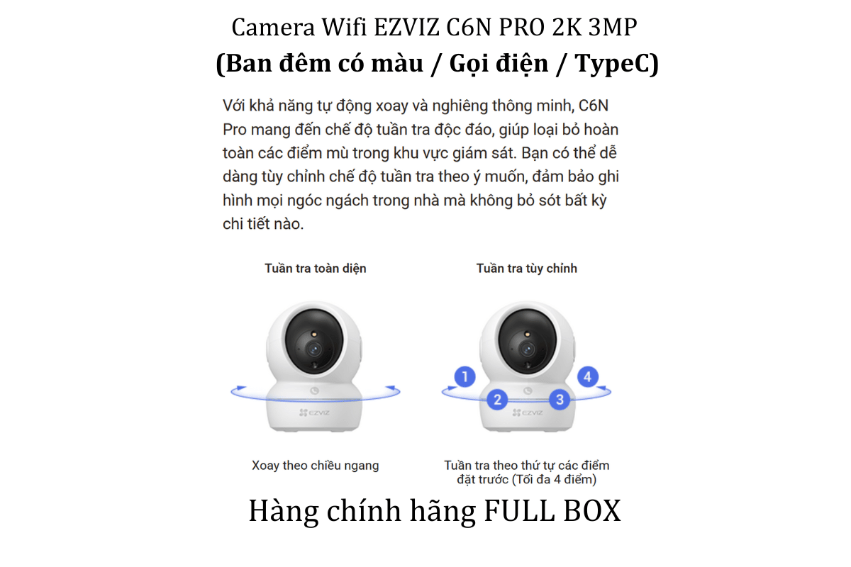 Camera Wifi EZVIZ C6N PRO 2K 3MP(Ban đêm có màu + Gọi điện + TypeC)-2