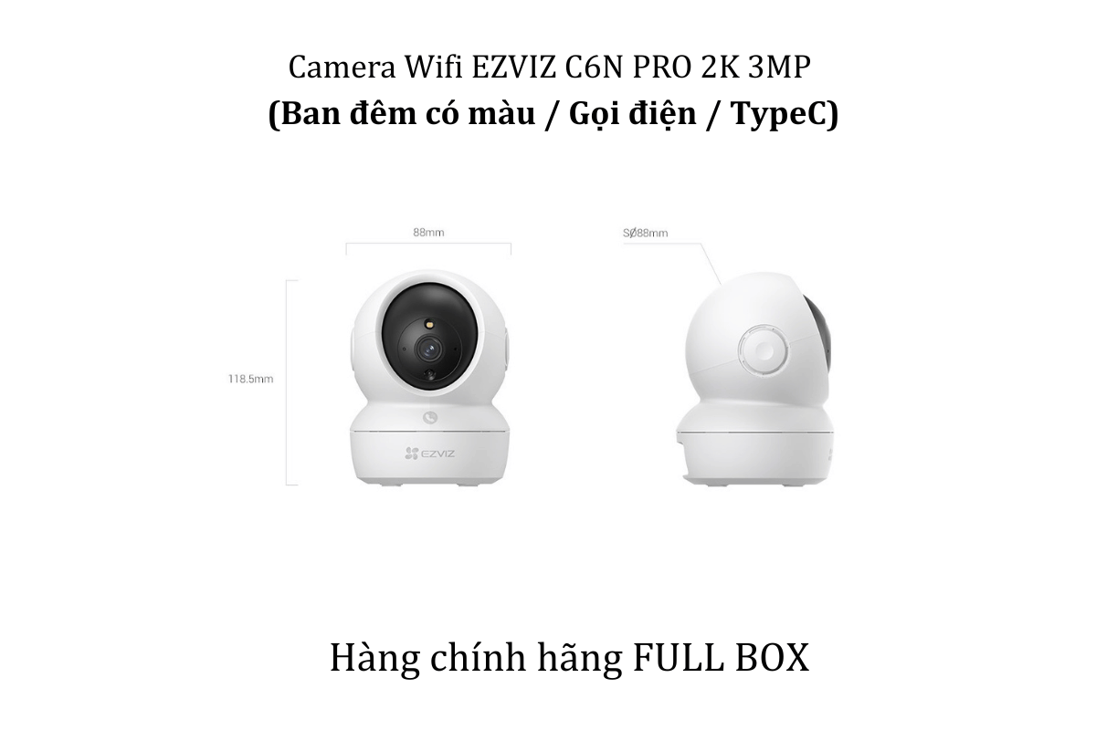 Camera Wifi EZVIZ C6N PRO 2K 3MP(Ban đêm có màu + Gọi điện + TypeC)-3